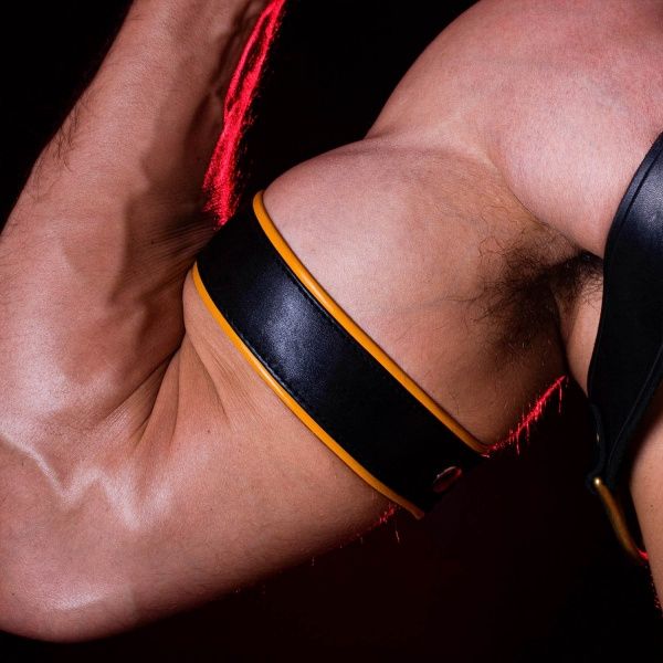 Leather Biceps Strap Yellow Dark-Line 31636