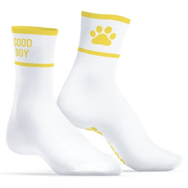 Good Boy Socks White-Yellow Kinky Puppy 37477