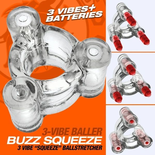 BUZZ SQUEEZE Ballstretcher vibrierend Transparent OXBALLS 37948